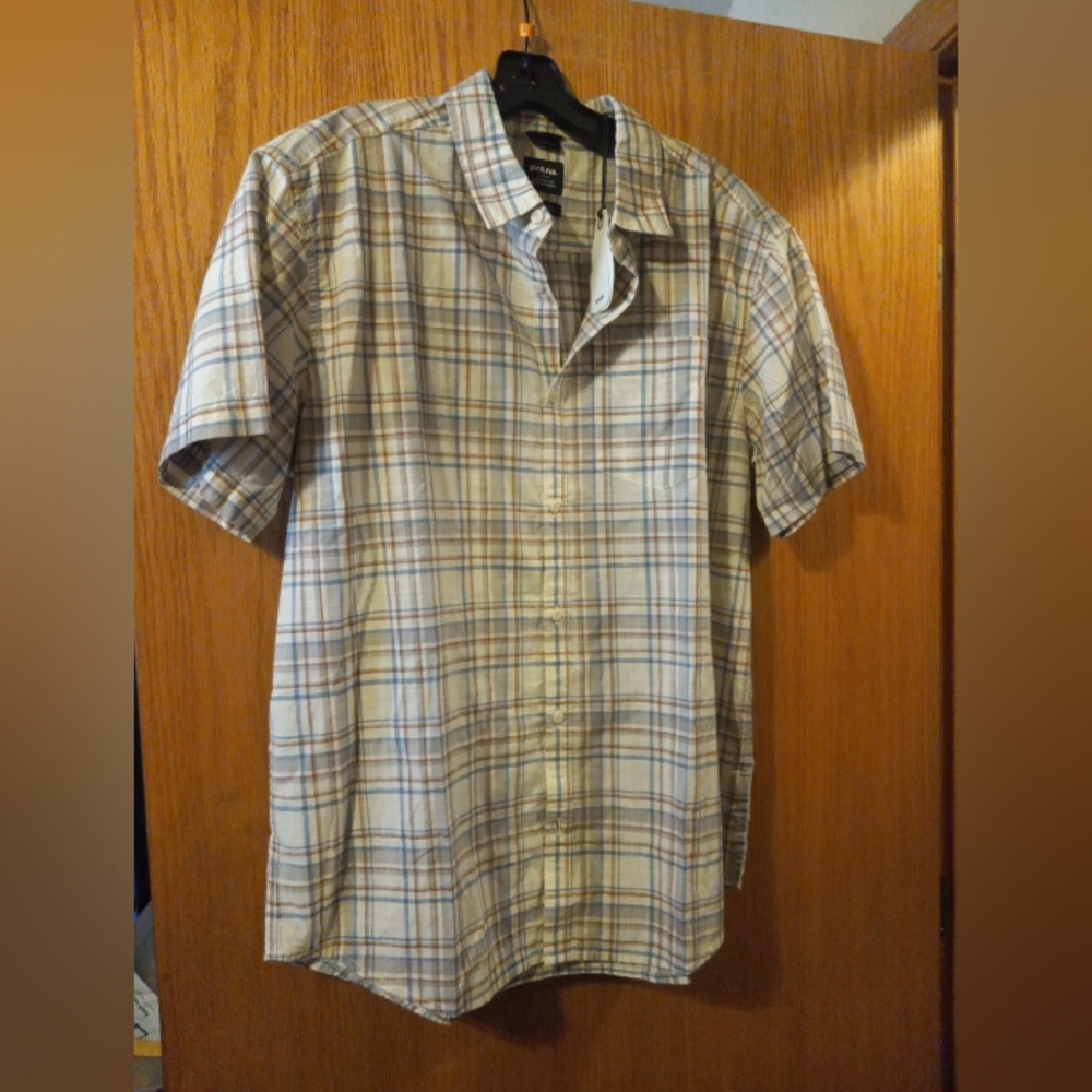 Prana Groveland shirt canvas mens Short Sleeve Button Up Multicolor standard fit